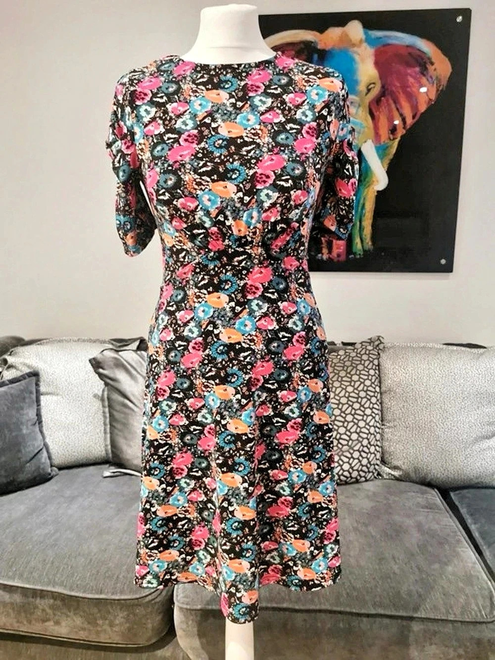Floral Maxi Dress in Black & Pink